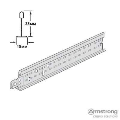 ARMSTRONG PRELUDE 15 XL PeakForm рейка поперечная 1200x38мм (в коробке 72 пог.м,60шт./4320шт в пал)