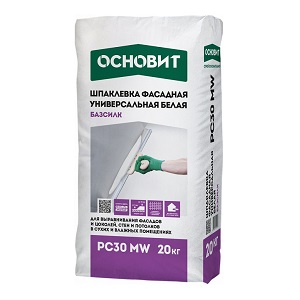 Шпаклевка цементная Основит Базисилк PC30MW, 20 кг