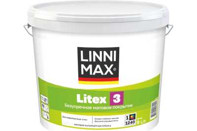 Краска интерьерная моющаяся LINNIMAX Litex 3 белая 9 л