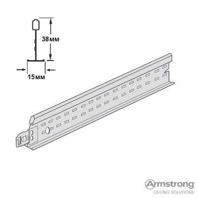 ARMSTRONG PRELUDE 15 XL PeakForm рейка поперечная 600x38мм (в кор 36 пог.м,60шт./8640шт в пал) ARMSTRONG PRELUDE 15 XL PeakForm рейка поперечная 600x38мм (в кор 36 пог.м,60шт./8640шт в пал)